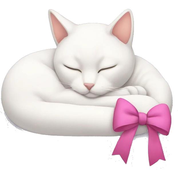 Cat sleep with bow emoji