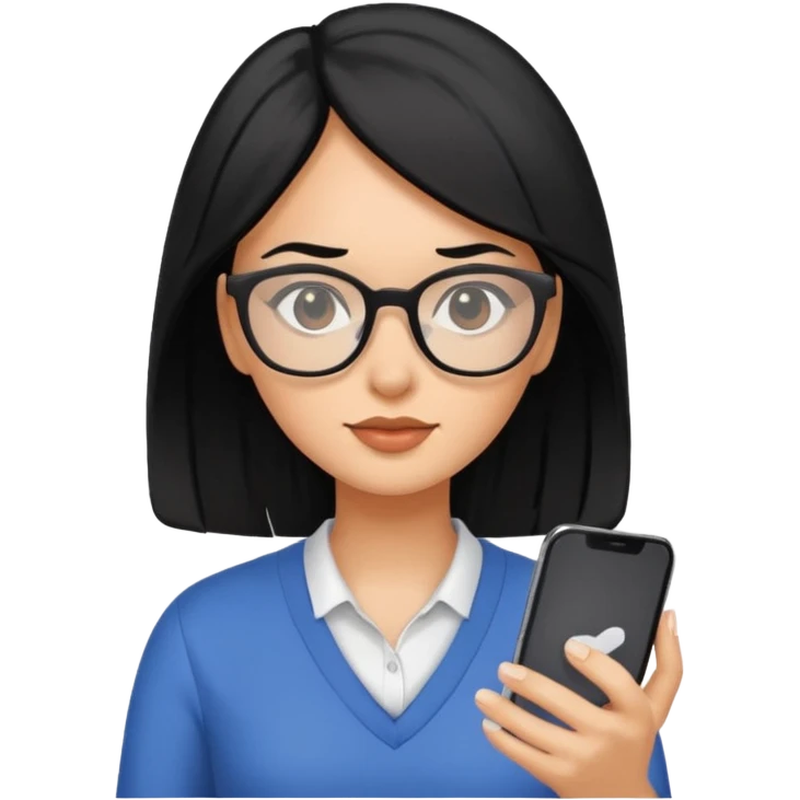 woman UX designer with black hair testing a mobile app emoji