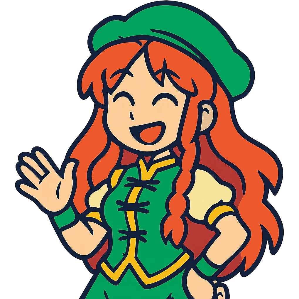 Hong Meiling smiling in vibrant toon style emoji