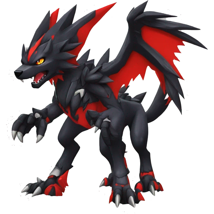  Cool Edgy Black Red Digimon-Fakemon-Garurumon-Loogamon-Dorulumon-Wolf full body emoji