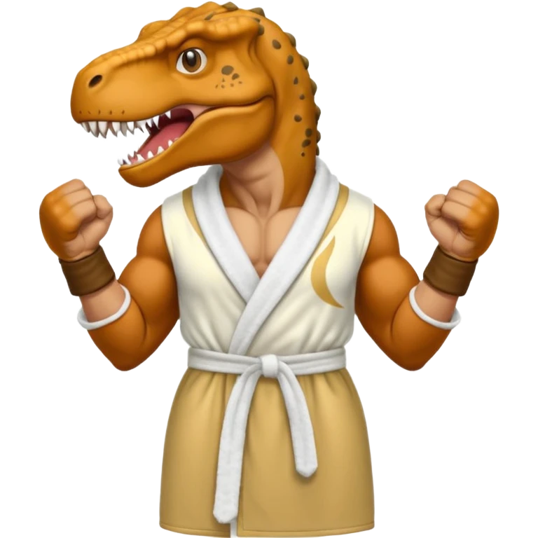 T. rex boxer wearing a robe emoji