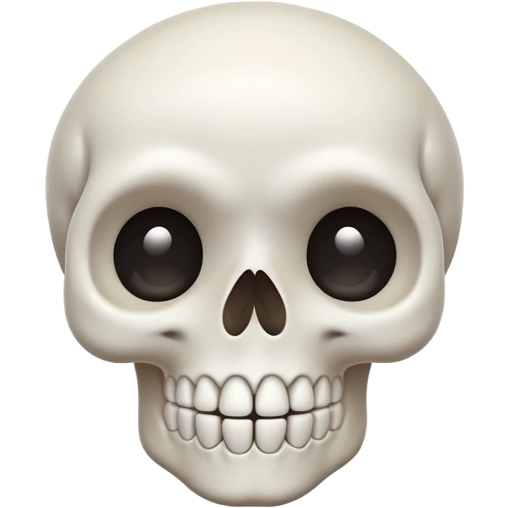A cute, white-colored skull with soft, rounded features and a friendly expression, looking whimsical not frightening emoji