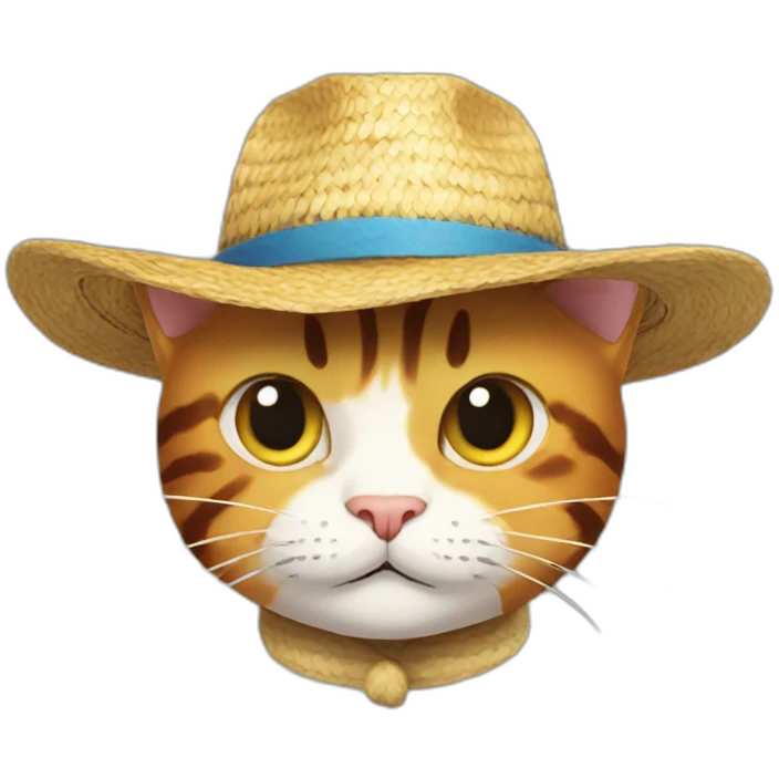 Luffy cat with straw hat emoji