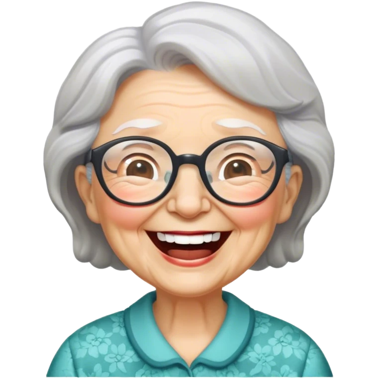 Grandma wearing glasses and laughing  emoji