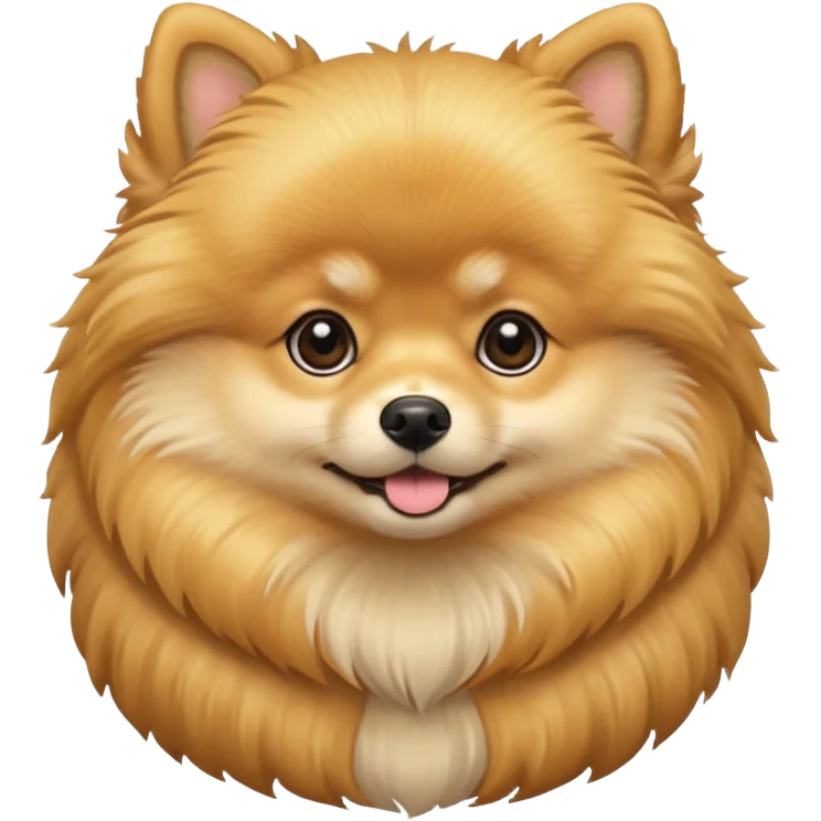 Create a golden pomeranian, all cute and adorable entire  only face and body  emoji
