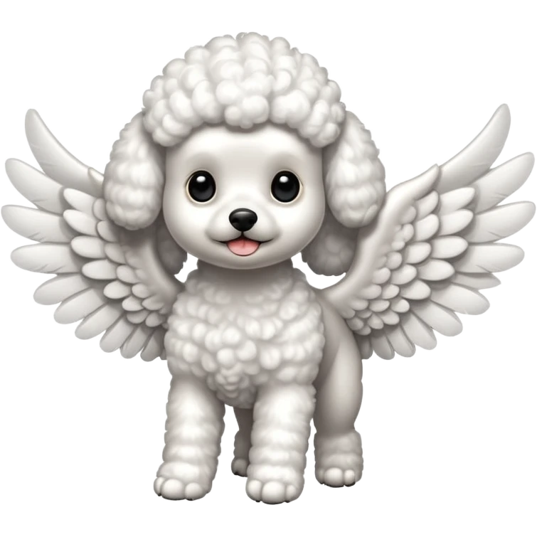 Perro french poodle mini blanco con Alas emoji