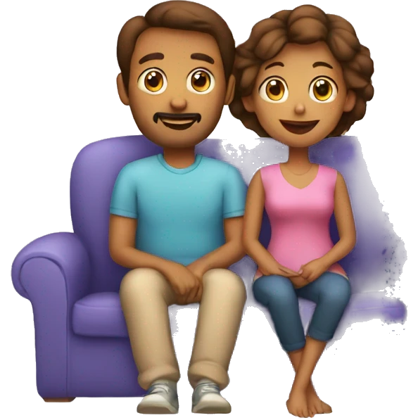 mom and dad and kid on couch emoji