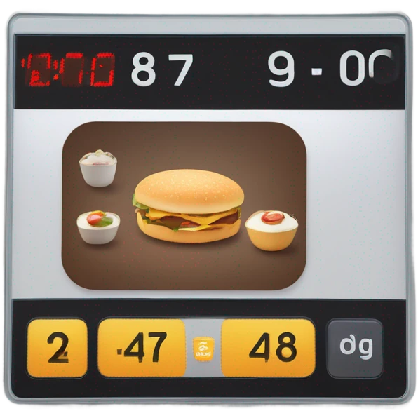 A digital screen showing calorie count. emoji