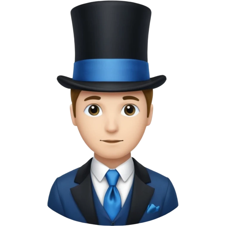 Man in top hat & long blue tie emoji