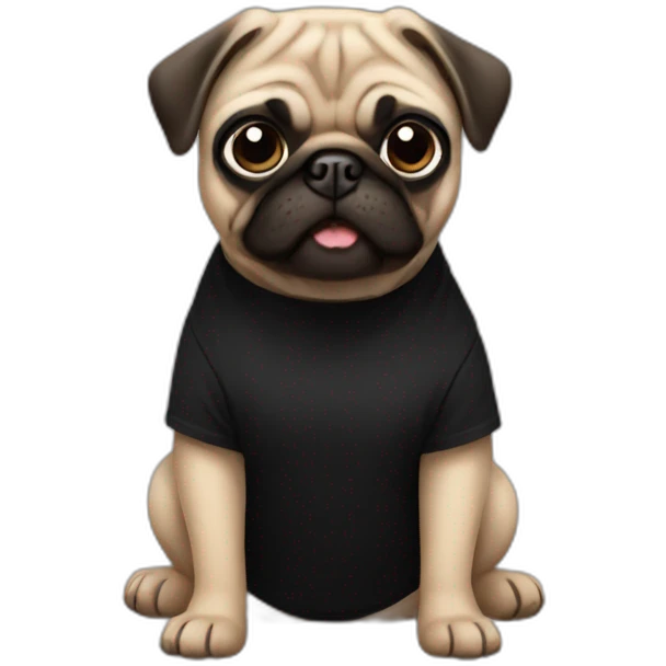 pug wearing a black t-shirt emoji