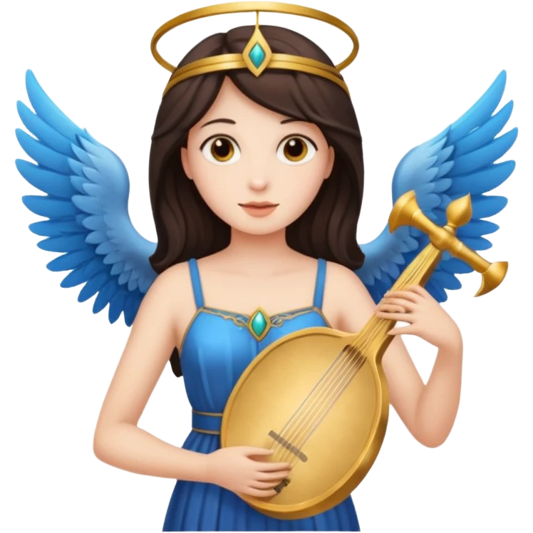 Muse of inspiration with wings and a lyre in her hand emoji