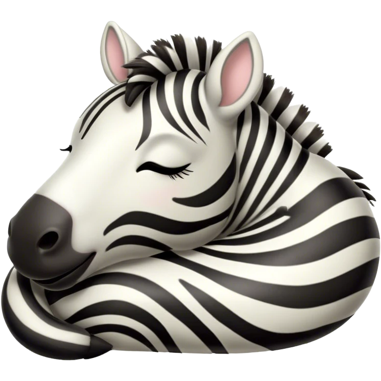 Meme-Worthy Cute Sleeping Zebra Portrait Emoji, Head resting peacefully with a contented smile, showcasing a lean, graceful build and a luxuriously soft striped Fur, eyes shut in a serene, restful nap, Simplified yet hilariously adorable features, highly detailed, glowing with a soft, drowsy light, high shine, relaxed and utterly lovable, stylized with an air of playful laziness, bright and heartwarming, soft glowing outline, capturing the essence of a comically sleepy zebra, so meme-worthy it feels like it could instantly become the next viral sensation of adorable slumber! emoji