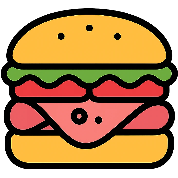 color outline icon of a ham sandwich emoji