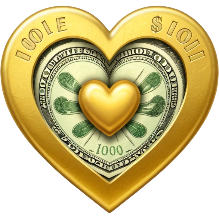 An heart composed of money. emoji
