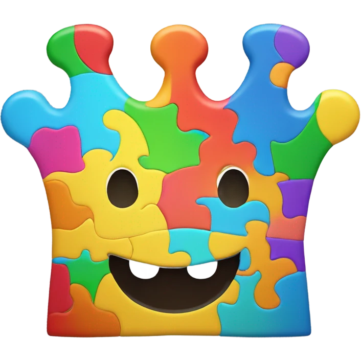 Puzzle piece crown with smile 3d emoji