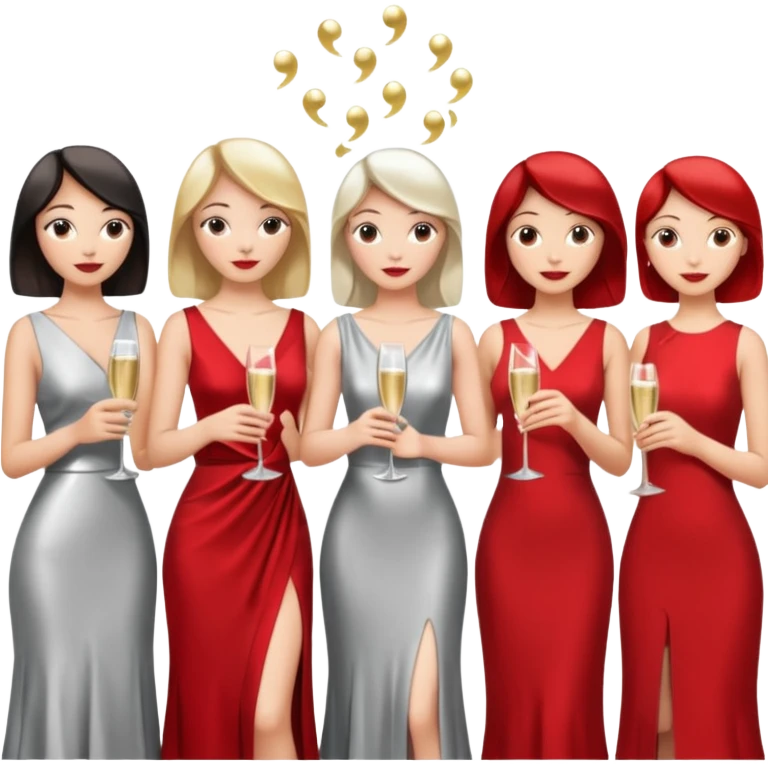 listening party people who only wearing red and silver dress code emoji