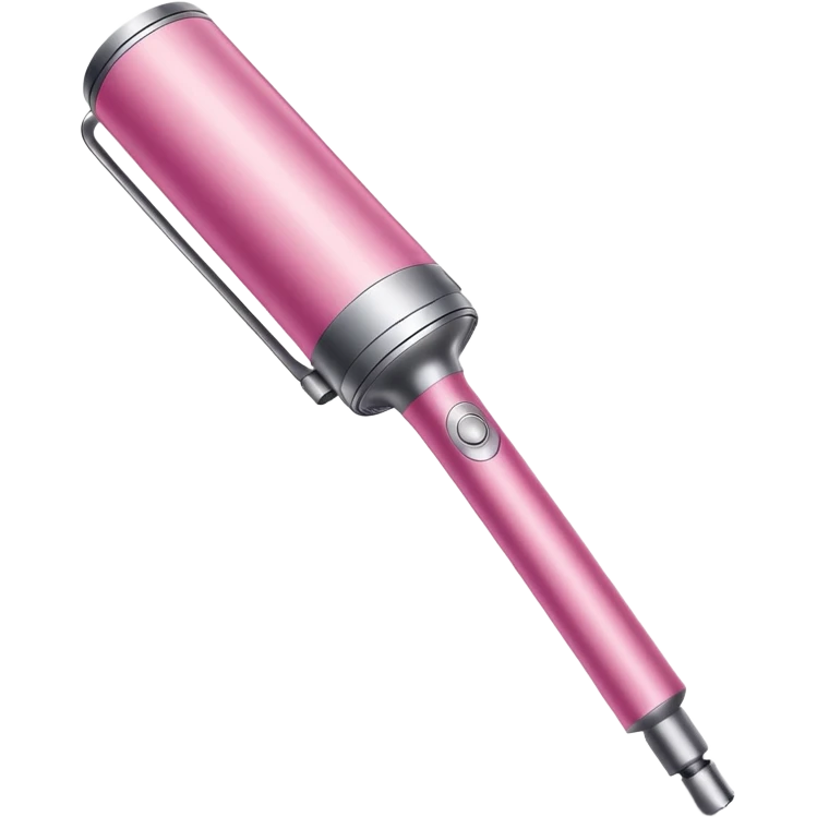 Pink Dyson Airwrap styling wand, long silver cylindrical barrel with rounded curling attachment, glossy pink body, silver accents, realistic emoji