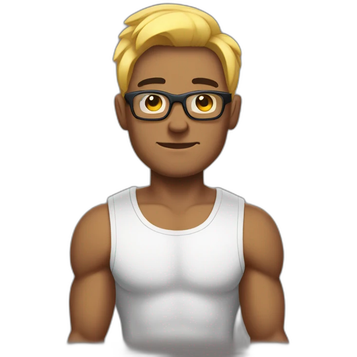 sleeveless man with a big biceps and wearing a glasses and had a black hair emoji