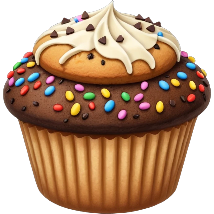 dark brown vanilla muffin chocolate sprinkles on top emoji