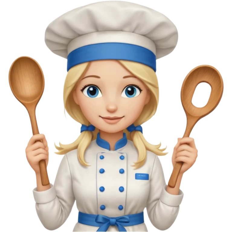 Beautiful, sexy,  long blonde hair, blue eyed, full lips female chef arms folded  emoji