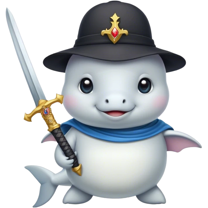 Beluga with hat and sword emoji