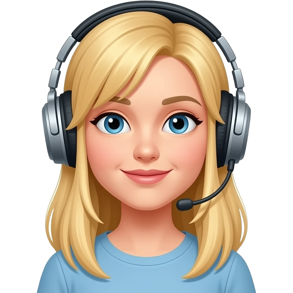 images of blond woman with headphones on emoji