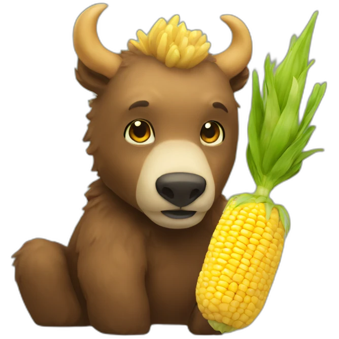 a bear that looks like a centaur wearing a corn emoji
