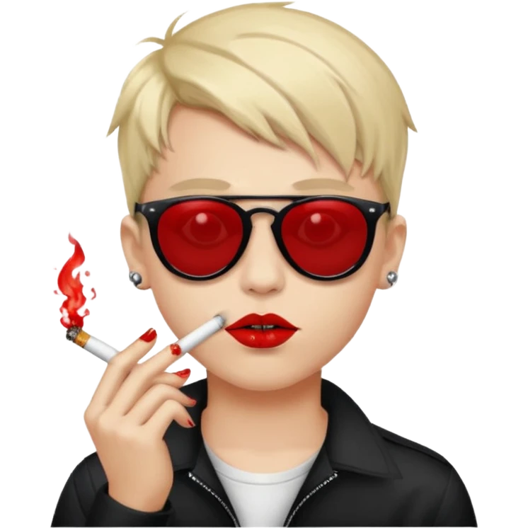boy with piercing sunglasses blood smoking cigarette black lips emoji