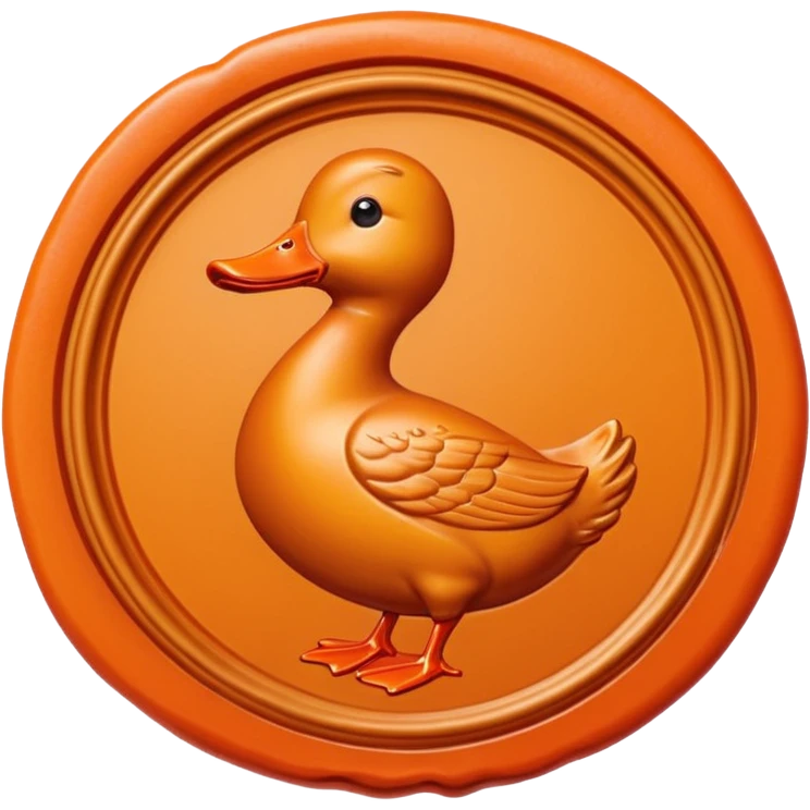 Wax Seal with orange duck that says Golf Snob Approved emoji