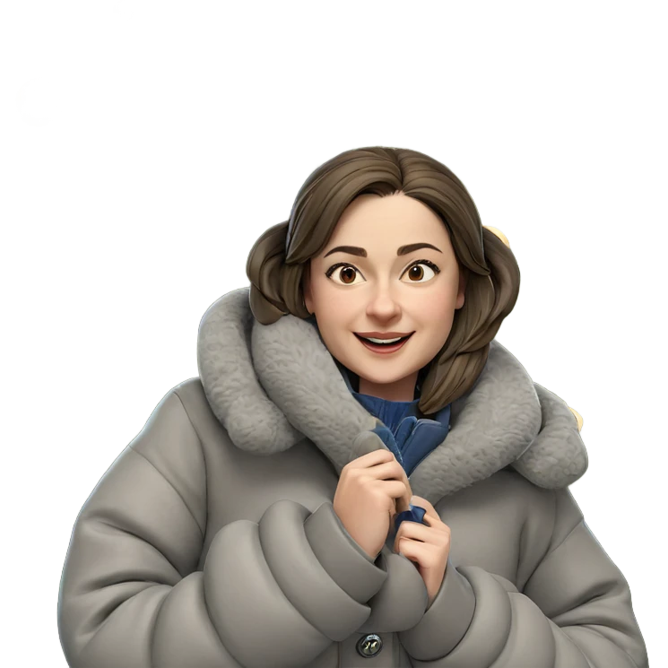 smiling girl in cozy coat emoji