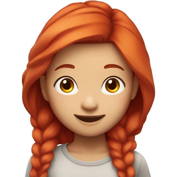 Asian girl with red hair smiling emoji