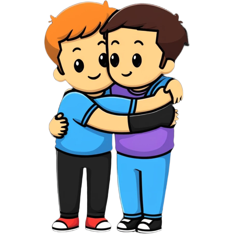 two friends hugging each other warmly emoji