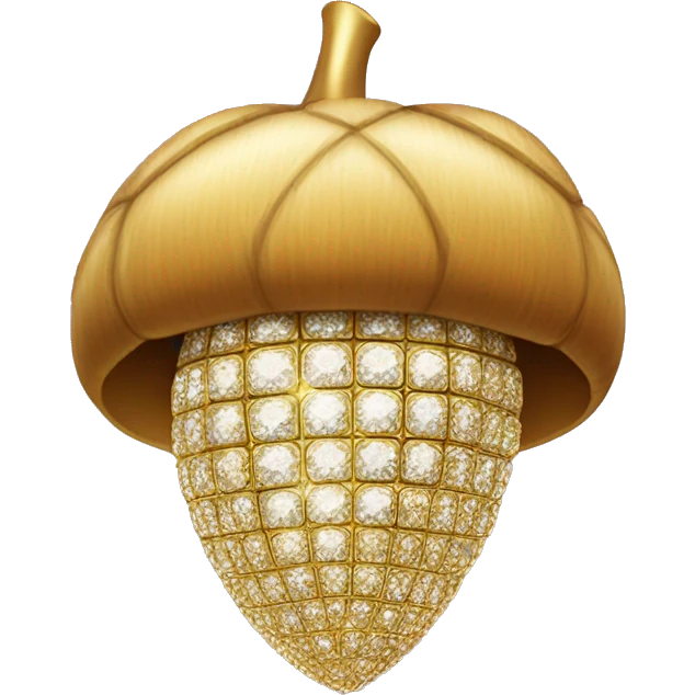 sparkling diamond Acorn, gold stem emoji