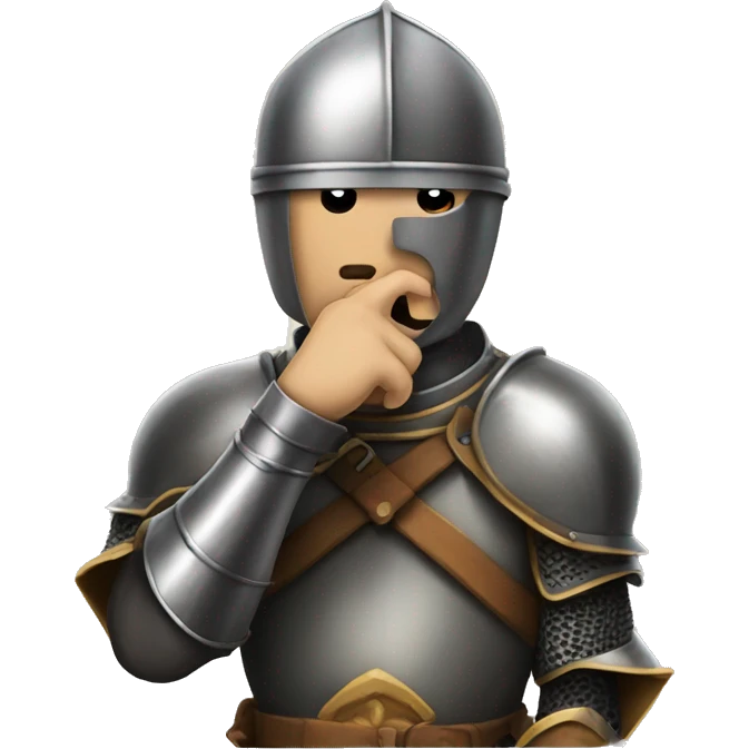 knight holding finger over mouth shushing people  emoji