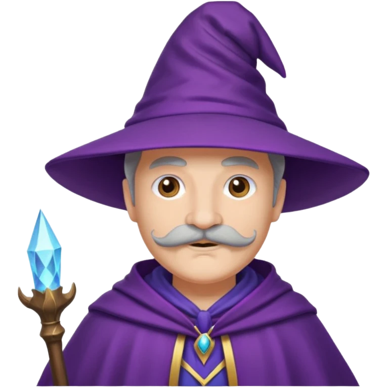 wizard with mustache, purple cloack emoji