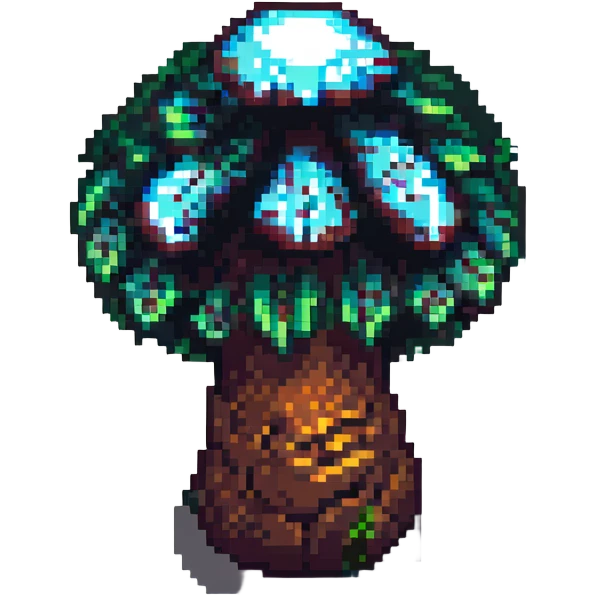 glowing mushroom, pixel art, fantasy forest emoji