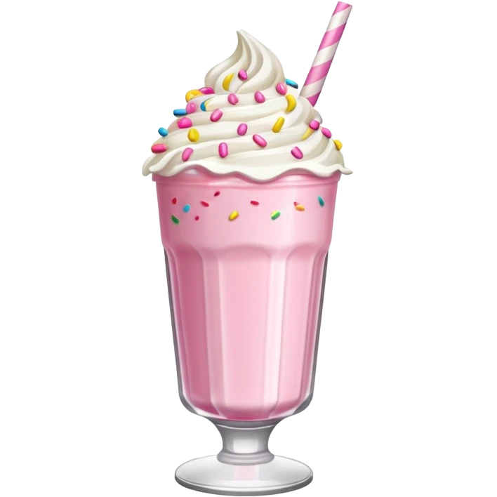 pink milkshake with whipped cream and sprinkles  emoji