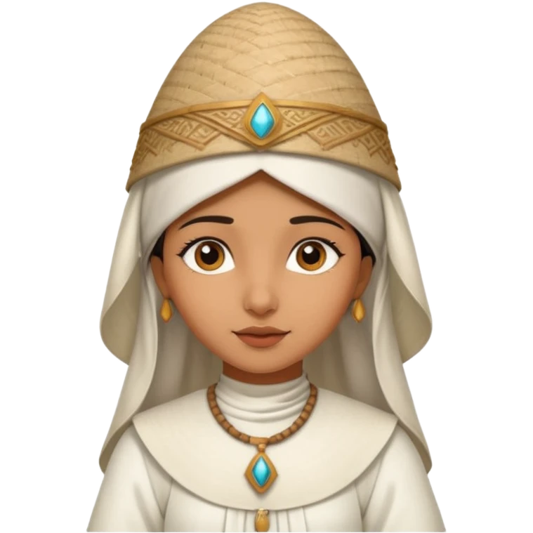 ancient arab girl with conical hat, white emoji