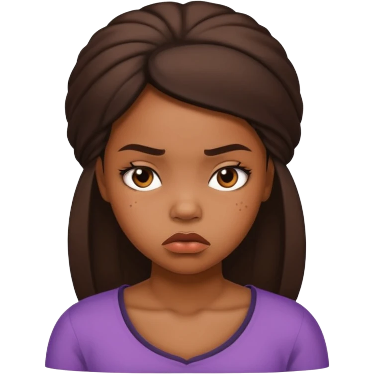 African American girl pouting face emoji
