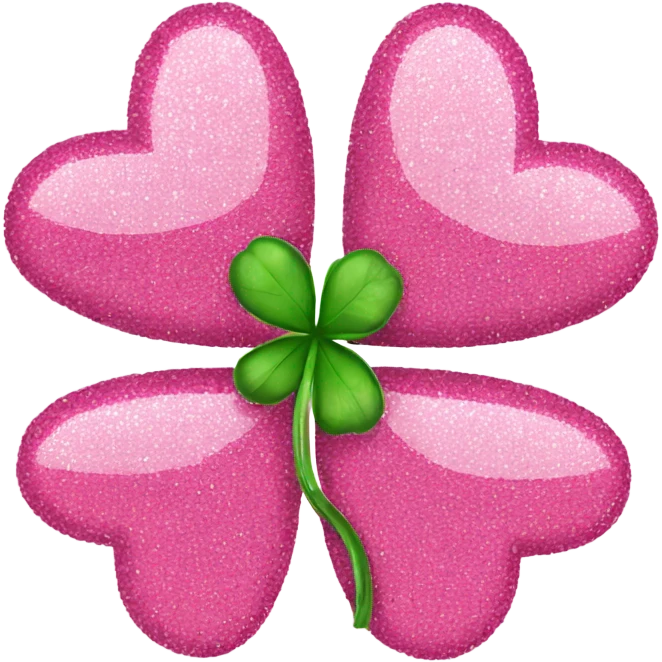 Pink Sparkly 4-leaves clover emoji