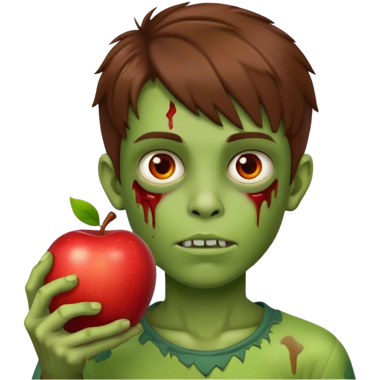 boy zombie apple emoji brown hair brown eyes emoji