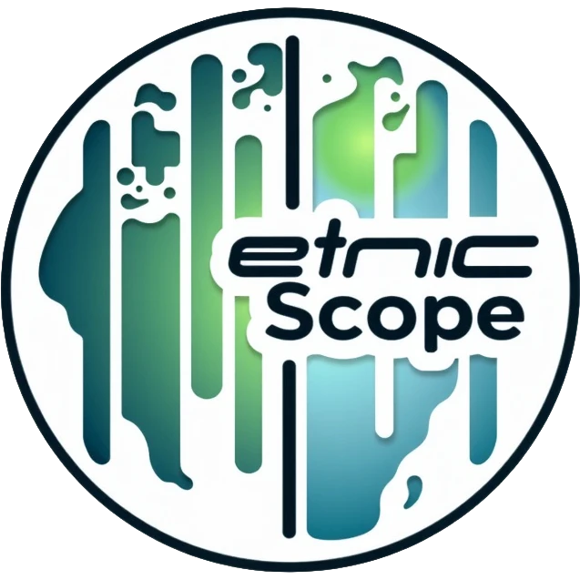 Minimalist circular logo with a stylized barcode morphing into a globe, with company name "EthicScope" elegantly incorporated into the design. Clean greens and blues with neutral tones. Professional tech-forward design. emoji