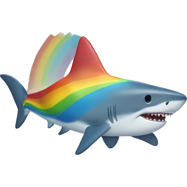 shark flying over a rainbow emoji