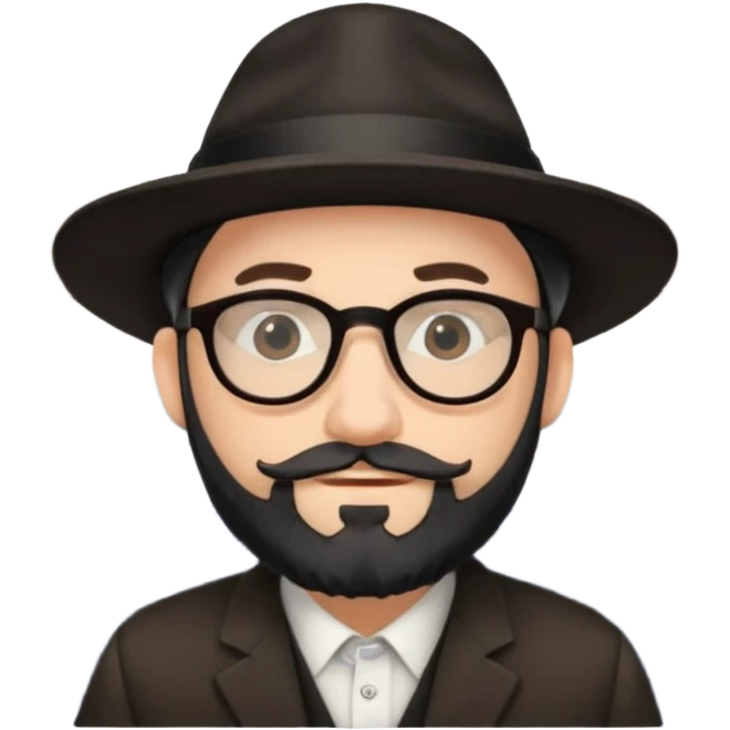 rabbi with a black hat, glasses, and blackish beard on airplane  emoji