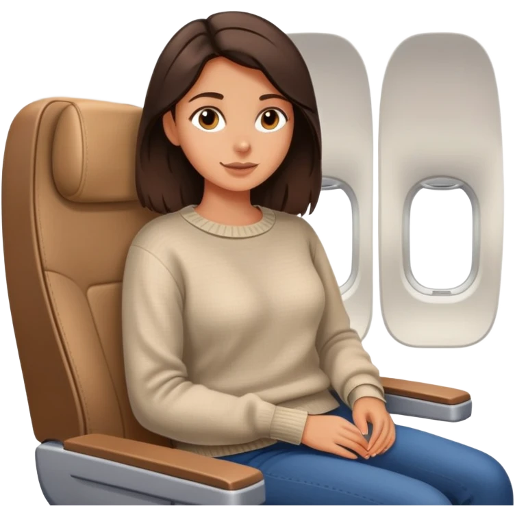 Casual brunette on airplane seat emoji