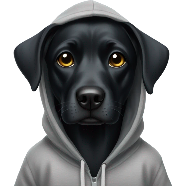 Black Dog wearing a hoodie emoji
