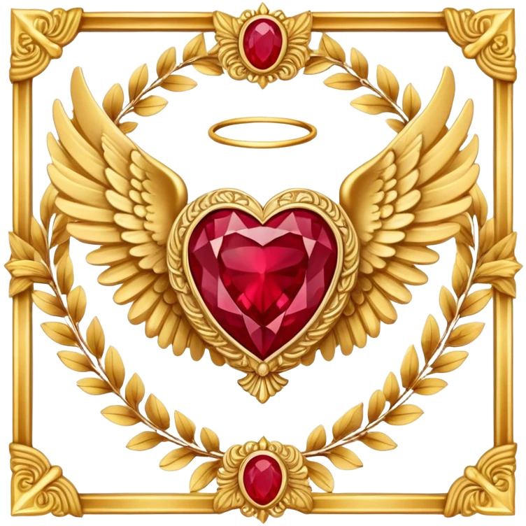 3rd place award number in frame decorated with golden angel  wings and rubby stone emoji