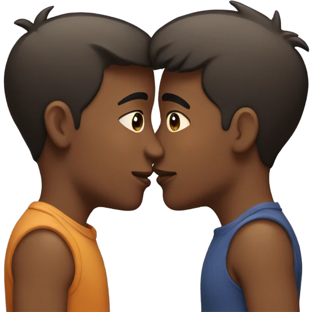 Gay couple kissing size difference emoji