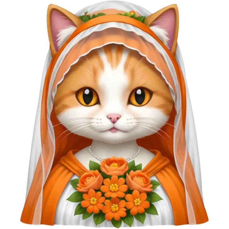 Cat bridesmaid with flowers and white veil emoji
