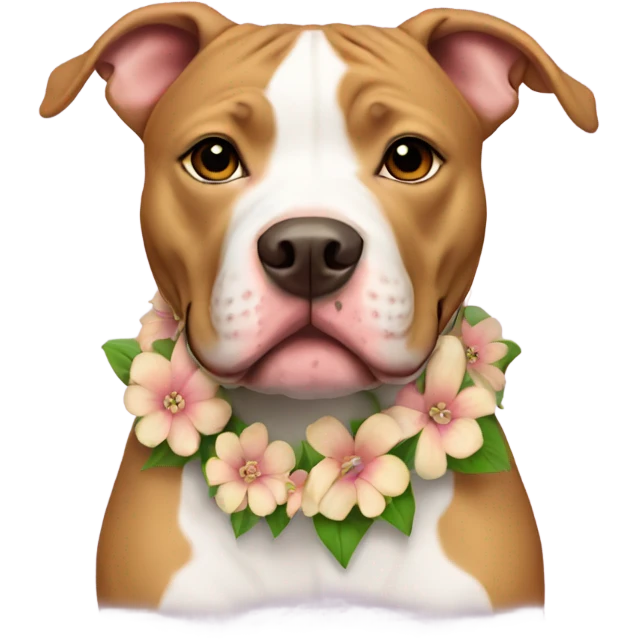 Tan pit bull with flower collar emoji